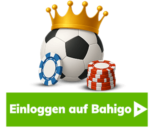 Fußball mit Jetons und Krone auf grünem Hintergrund für Bahigo Anmeldung